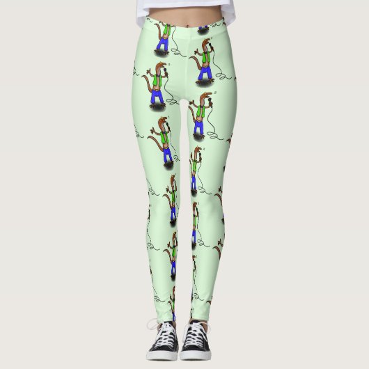 Funny lizard zingt met cartoon van de microfoon leggings (Voorkant)