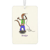Funny lizard zingt met cartoon van de microfoon luchtverfrisser (Achterkant)