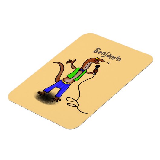 Funny lizard zingt met cartoon van de microfoon magneet (Linkerzijde)