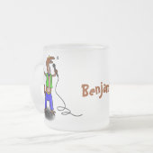 Funny lizard zingt met cartoon van de microfoon matglas koffiemok (Voorkant links)
