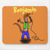 Funny lizard zingt met cartoon van de microfoon muismat (Voorkant)