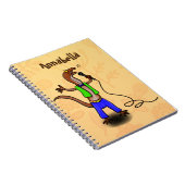 Funny lizard zingt met cartoon van de microfoon notitieboek (Rechterzijde)