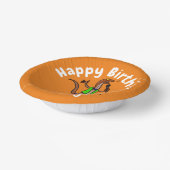 Funny lizard zingt met cartoon van de microfoon papieren kommen (Gebogen)