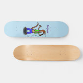 Funny lizard zingt met cartoon van de microfoon persoonlijk skateboard (Horizontaal)