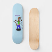 Funny lizard zingt met cartoon van de microfoon persoonlijk skateboard (Voorkant)