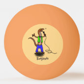 Funny lizard zingt met cartoon van de microfoon pingpongbal (Achterkant)