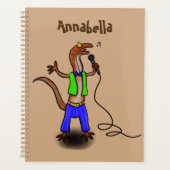 Funny lizard zingt met cartoon van de microfoon planner (Voorkant)