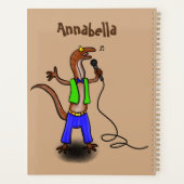 Funny lizard zingt met cartoon van de microfoon planner (Achterkant)