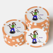 Funny lizard zingt met cartoon van de microfoon poker chips (Opstapeling)