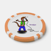 Funny lizard zingt met cartoon van de microfoon poker chips (Enkel)