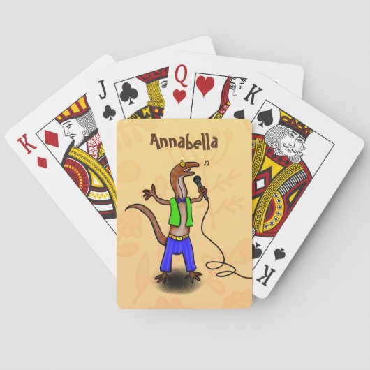 Funny lizard zingt met cartoon van de microfoon pokerkaarten (Achterkant)