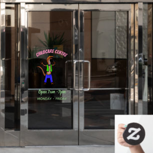 Funny lizard zingt met cartoon van de microfoon raamsticker