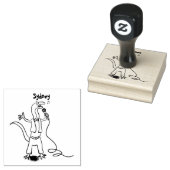 Funny lizard zingt met cartoon van de microfoon rubberstempel (Gestempeld)