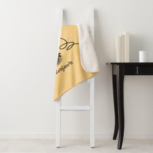 Funny lizard zingt met cartoon van de microfoon sherpa deken (In situ)