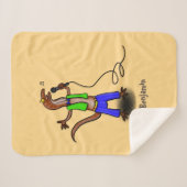 Funny lizard zingt met cartoon van de microfoon sherpa deken (Voorkant (horizontaal))