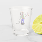 Funny lizard zingt met cartoon van de microfoon shot glas (Achterkant)