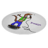 Funny lizard zingt met cartoon van de microfoon snijplank (Hoek)