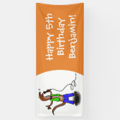 Funny lizard zingt met cartoon van de microfoon spandoek (Verticaal)