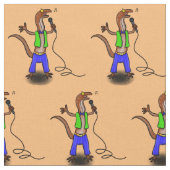 Funny lizard zingt met cartoon van de microfoon stof (Close Up)