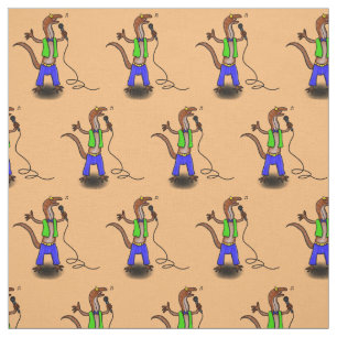 Funny lizard zingt met cartoon van de microfoon stof