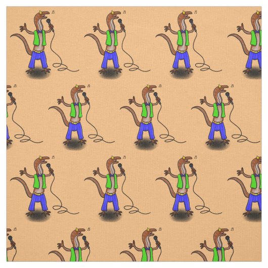 Funny lizard zingt met cartoon van de microfoon stof (Swatch)