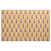 Funny lizard zingt met cartoon van de microfoon stof (Fat Quarter)
