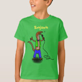 Funny lizard zingt met cartoon van de microfoon t-shirt (Voorkant)