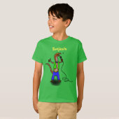 Funny lizard zingt met cartoon van de microfoon t-shirt (Voorkant volledig)