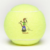 Funny lizard zingt met cartoon van de microfoon tennisballen (Voorkant)