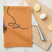 Funny lizard zingt met cartoon van de microfoon theedoek (Quarter Fold)