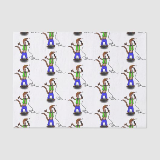 Funny lizard zingt met cartoon van de microfoon tissuepapier (Voorkant)