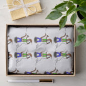 Funny lizard zingt met cartoon van de microfoon tissuepapier (Geschenk)