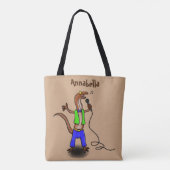 Funny lizard zingt met cartoon van de microfoon tote bag (Achterkant)