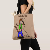 Funny lizard zingt met cartoon van de microfoon tote bag (Dichtbij)