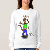 Funny lizard zingt met cartoon van de microfoon trui (Voorkant)