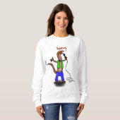 Funny lizard zingt met cartoon van de microfoon trui (Voorkant volledig)