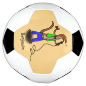 Funny lizard zingt met cartoon van de microfoon voetbal (Gedraaid)
