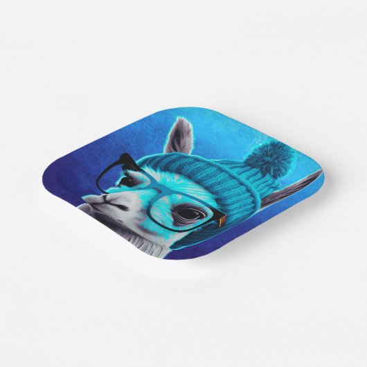 Funny Llama Alpaca Cute Animals Beanie Pet Glasses Papieren Bordje (Gebogen)