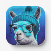 Funny Llama Alpaca Cute Animals Beanie Pet Glasses Papieren Bordje (Voorkant)
