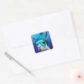 Funny Llama Alpaca Cute Animals Beanie Pet Glasses Vierkante Sticker (Envelop)