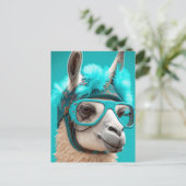 Funny Llama Alpaca Cute Animals Pet Glasses Briefkaart (Staand voorkant)