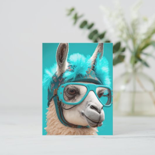 Funny Llama Alpaca Cute Animals Pet Glasses Briefkaart (Staand voorkant)