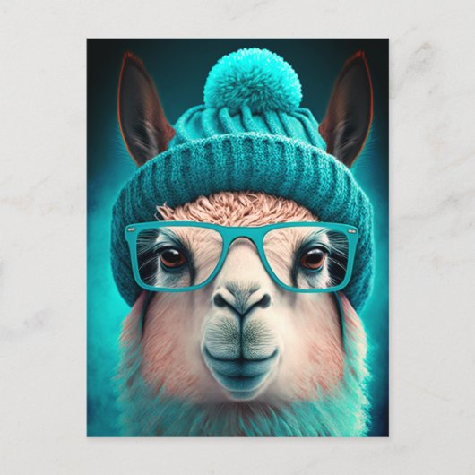 Funny Llama Alpaca Cute Animals Pet Glasses Briefkaart (Voorkant)