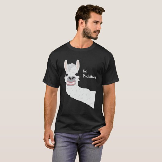 Funny Llama Alpaca Geen Probllama Cadeau Mannen Vr T-shirt (Voorkant volledig)