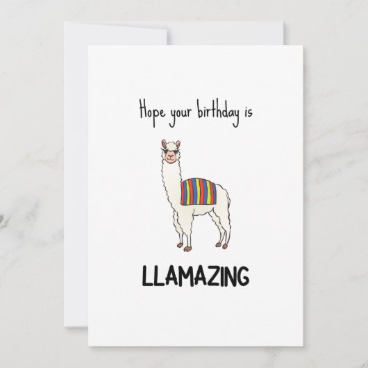 Funny Llama Birthday Kaart (Voorkant)