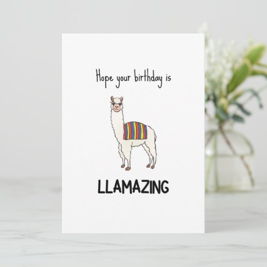 Funny Llama Birthday Kaart (Staand voorkant)