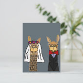 Funny Llama Bride en Groom Wedding Art Briefkaart (Staand voorkant)