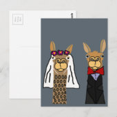 Funny Llama Bride en Groom Wedding Art Briefkaart (Voorkant / Achterkant)