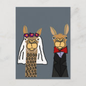 Funny Llama Bride en Groom Wedding Art Briefkaart (Voorkant)