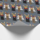 Funny Llama Bride en Groom Wedding Art Cadeaupapier (Hoek)